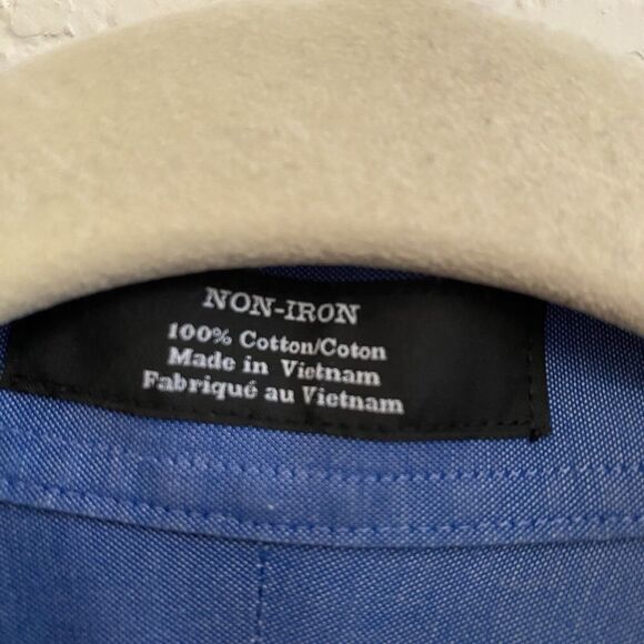 Nordstrom Mens Shop Blue Traditional Fit Non Iron Dress Shirt Sz 16 1/2 36 - Picture 10 of 13